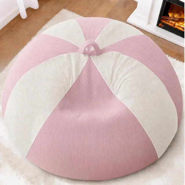 Alt view image 3 of 7 - 6FT Bean Bag Chair Teardrop Bean Bag Chairs for Adults beanbag with Memory Foam Filled with Dual-Tone Unique Combination Corduroy & Luxury Distressed Velvet Washable Cover,Velvet Pink & White