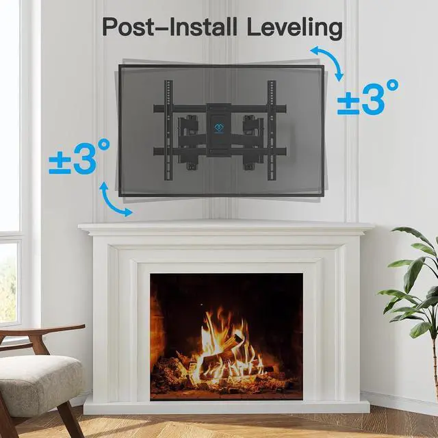 Alt view image 5 of 7 - Corner TV Wall Mount Bracket for 26-60 inch LED LCD Flat Curved Screen TVs up to 99 lbs, Full Motion Corner TV Mount with Dual Articulating Arms, Swivel, Tilt, Extension, Max VESA 400x400mm
