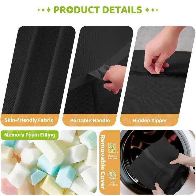 Alt view image 6 of 6 - Bean Bag Chair, 4FT Large Bean Bag Chair with Removable Cover, Comfy Beanbag Chair with Memory Foam Filling, Bean Bag Sofa for Living Room Bedroom Reading Room, Black