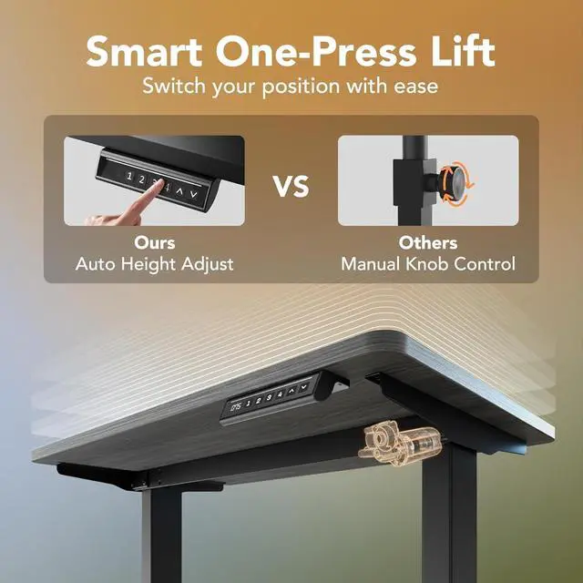 Alt view image 6 of 7 - Electric Standing Desk, 71" x 30" Height Adjustable Desk, 4 Memory Height Settings, Sit to Stand Up Desk for Home Office, with Headphone Hook, Cable Manager, Walnut