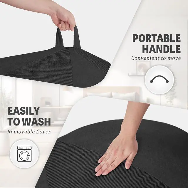 Alt view image 6 of 7 - 5FT Bean Bag Chair Teardrop Bean Bag Chairs for Adults beanbag with Memory Foam Filled with Dual-Tone Unique Combination Corduroy & Luxury Distressed Velvet Washable Cover,Corduroy Black