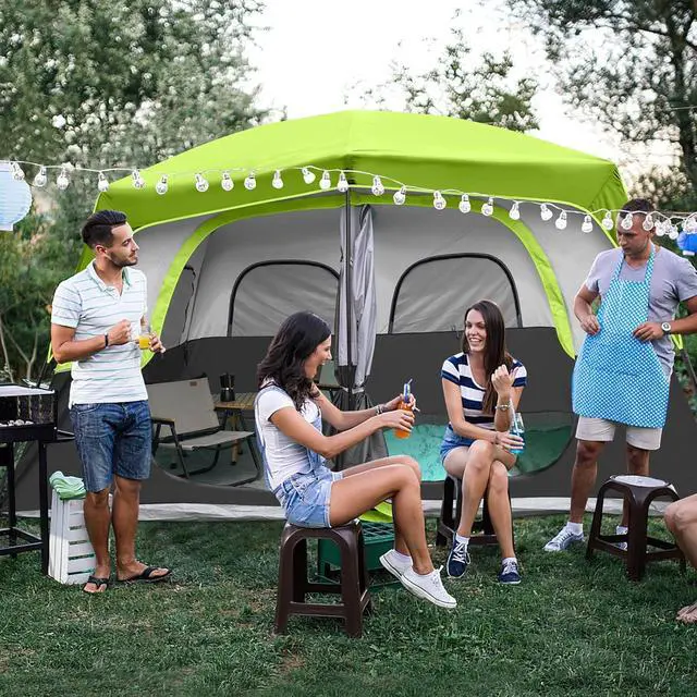 Alt view image 7 of 7 - 2/4/6/8 Person Tent, Portable Cabin Tent, Camping Tent 4-Person Easy Set Up, Waterproof with Top Rainfly for Outdoor Camping/Hiking