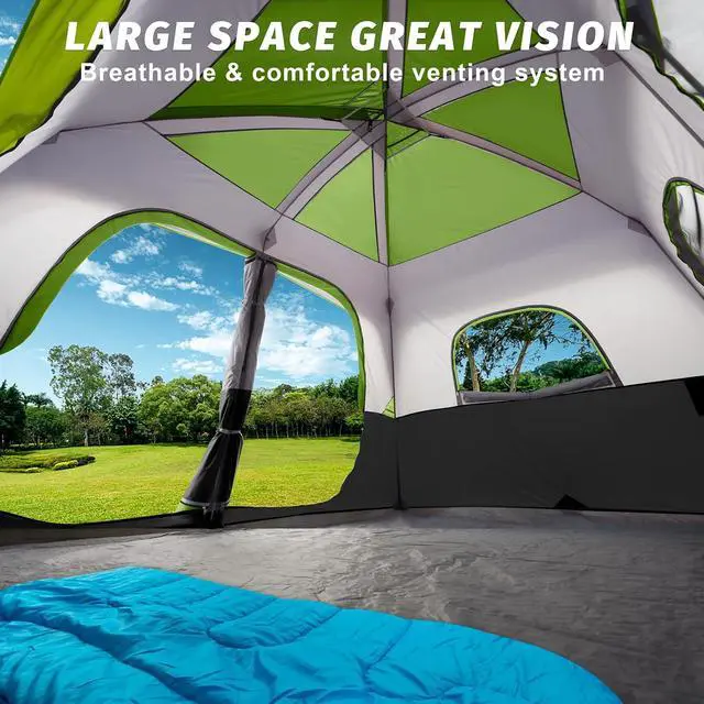 Alt view image 4 of 7 - 2/4/6/8 Person Tent, Portable Cabin Tent, Camping Tent 4-Person Easy Set Up, Waterproof with Top Rainfly for Outdoor Camping/Hiking