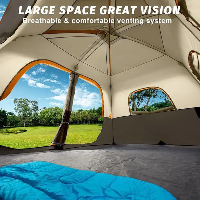 Alt view image 4 of 7 - 2/4/6/8 Person Tent, Portable Cabin Tent, Camping Tent 4-Person Easy Set Up, Waterproof with Top Rainfly for Outdoor Camping/Hiking