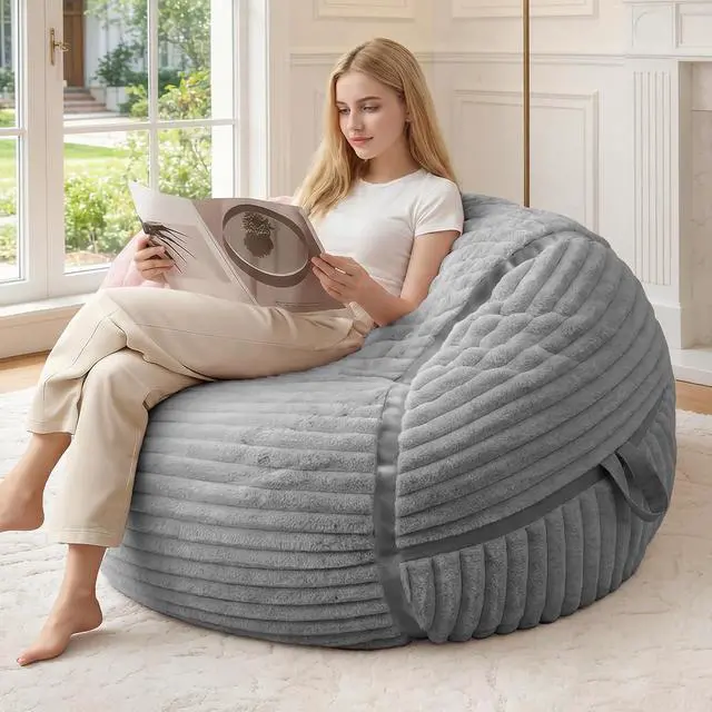 Main image of Bean Bag Chair 3FT Bean Bag Chairs for Adults with Soft Removable Cover,3'Memory Foam Filled Beanbag Chair,Comfortable Bean Bag Sofa for Living Room,Game Room,Bedroom-Light Gray