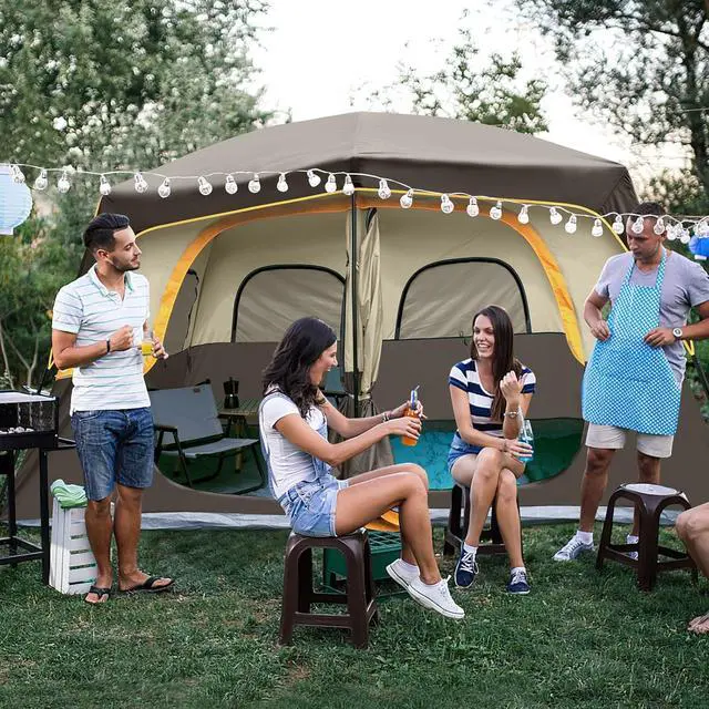 Alt view image 7 of 7 - 2/4/6/8 Person Tent, Portable Cabin Tent, Camping Tent 4-Person Easy Set Up, Waterproof with Top Rainfly for Outdoor Camping/Hiking