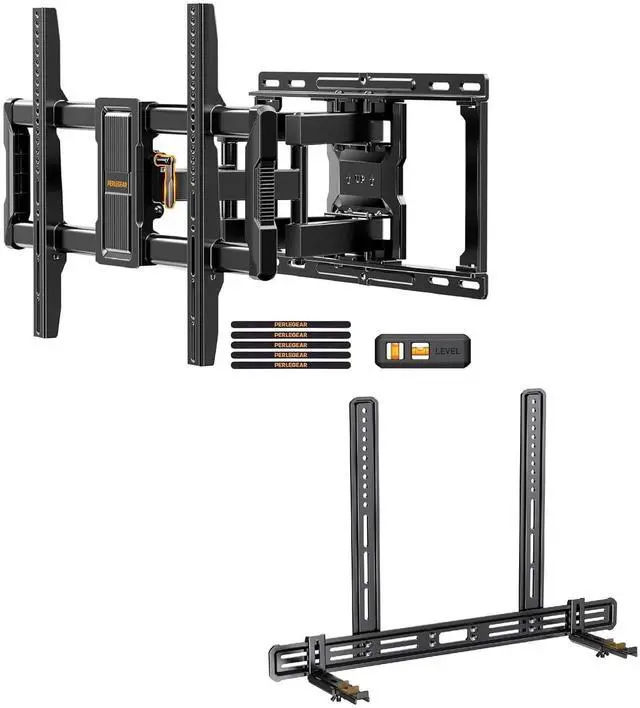 Main image of UL-Listed Full Motion TV Wall Mount for 4086 Inch Flat Curved TVs up to 132 lbs PGLF15, Soundbar Mount with Holes/Without Holes up to 13.2 lbs PGSM03B