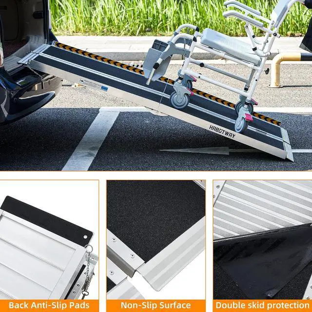 Alt view image 5 of 7 - 6ft Wheelchair Ramp, Portable Wheelchair Ramps for Home Steps, Double Non-Skid Ramps Hold Up to 800Lbs, Threshold Ramp for Home,Stairs, Curbs,Steps,Doorway