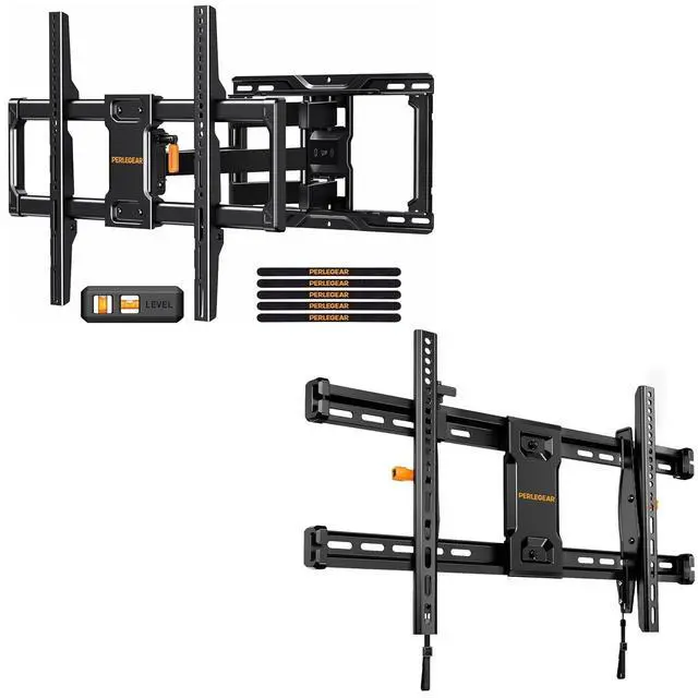 Main image of Full Motion TV Wall Mount for Most 4284 inch Flat Curved TVs up to 132 lbs PGLF12, Tilting TV Wall Mount for 4290 Inch TVs with Leveling Adjustment up to 132 lbs PGLT9