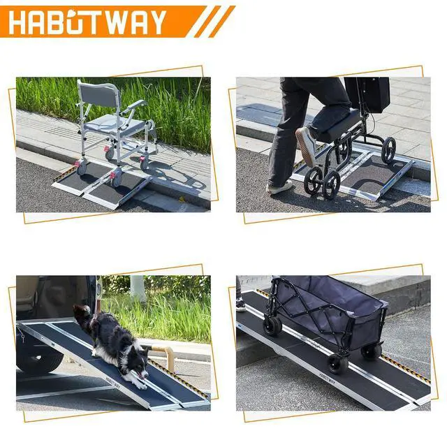 Alt view image 7 of 7 - 6ft Wheelchair Ramp, Portable Wheelchair Ramps for Home Steps, Double Non-Skid Ramps Hold Up to 800Lbs, Threshold Ramp for Home,Stairs, Curbs,Steps,Doorway