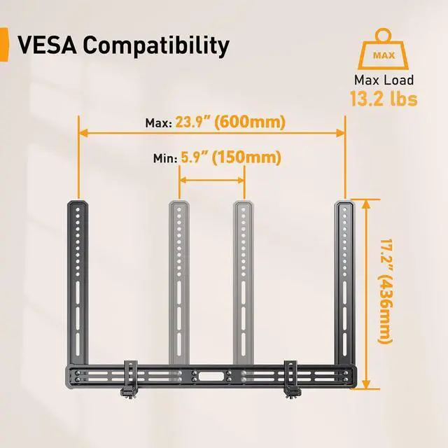 Alt view image 6 of 7 - UL-Listed Full Motion TV Wall Mount for 4086 Inch Flat Curved TVs up to 132 lbs PGLF15, Soundbar Mount with Holes/Without Holes up to 13.2 lbs PGSM03B
