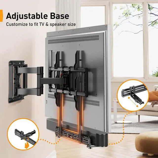 Alt view image 7 of 7 - UL-Listed Full Motion TV Wall Mount for 4086 Inch Flat Curved TVs up to 132 lbs PGLF15, Soundbar Mount with Holes/Without Holes up to 13.2 lbs PGSM03B