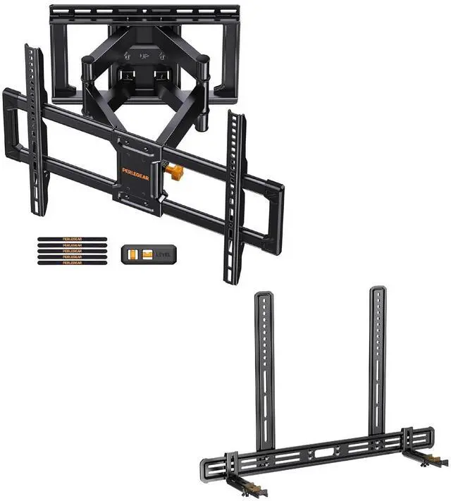 Main image of UL Listed Full Motion TV Wall Mount for 42-85 inch TVs up to 132 lbs PGLF8, Soundbar Mount with Holes/Without Holes up to 13.2 lbs PGSM03B
