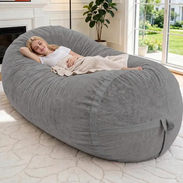 Main image of 6FT Bean Bag Chair,Giant BeanBag Chairs with Memory Foam Filled, Ultra-Soft Velvet with Portable Handle & Removable Cover, Comfy Bean Bag Sofa for Living Room, No Assembly - Dark Grey