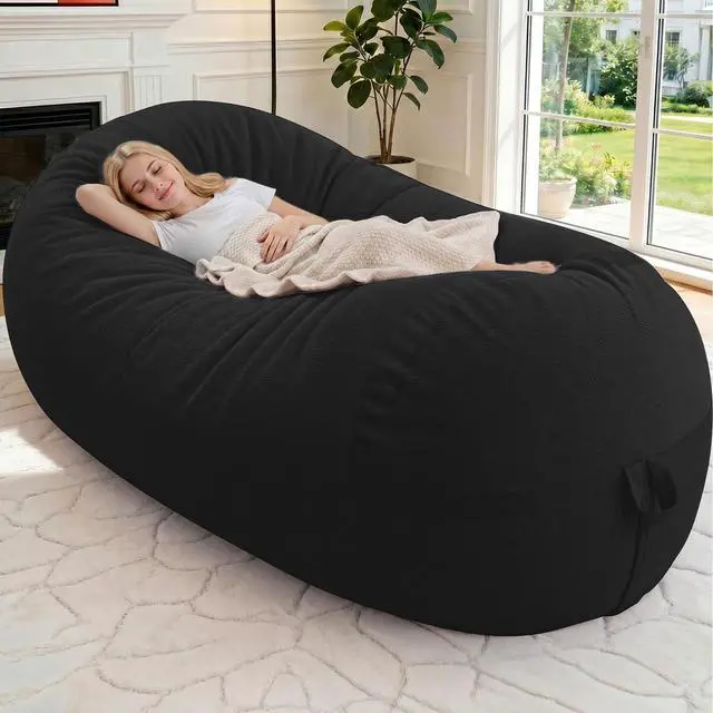 Main image of Bean Bag Chair, 6FT Large Bean Bag Chair with Removable Cover, Comfy Beanbag Chair with Memory Foam Filling, Bean Bag Sofa for Living Room Bedroom Reading Room, Black