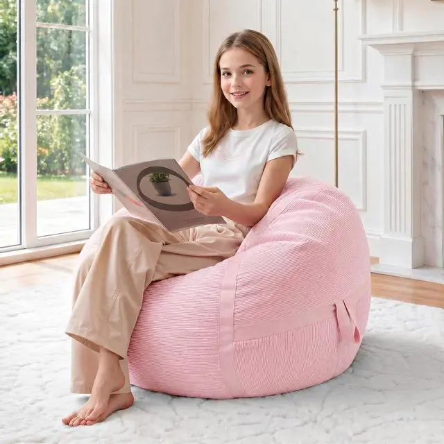 Main image of Bean Bag Chair, 2FT Bean Bag Chairs with Memory Foam Filling, Small Beanbag Chairs with Portable Handle, Comfy Bean Bag Sofa for Living Room Bedroom Reading Room, Pink