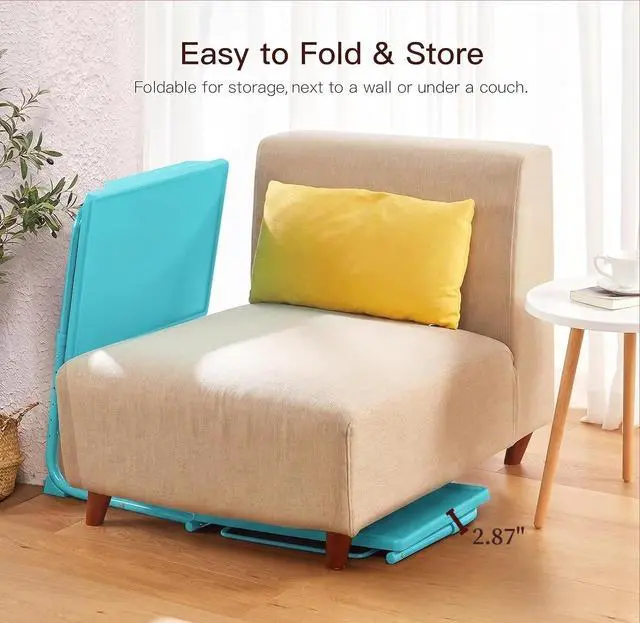 Alt view image 7 of 7 - Adjustable TV Tray Table - TV Dinner Tray with Cup Holder on Bed & Sofa, Comfortable Folding Table with 6 Height & 3 Tilt Angle Adjustments for Laptop (Azure)