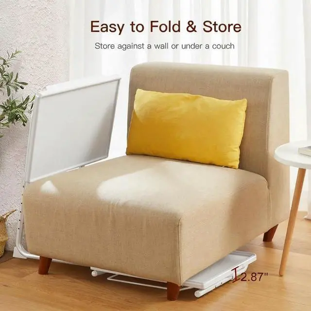 Alt view image 7 of 7 - Adjustable TV Tray Table - TV Dinner Tray on Bed & Sofa, Comfortable Folding Table with 6 Height & 3 Tilt Angle Adjustments (White)
