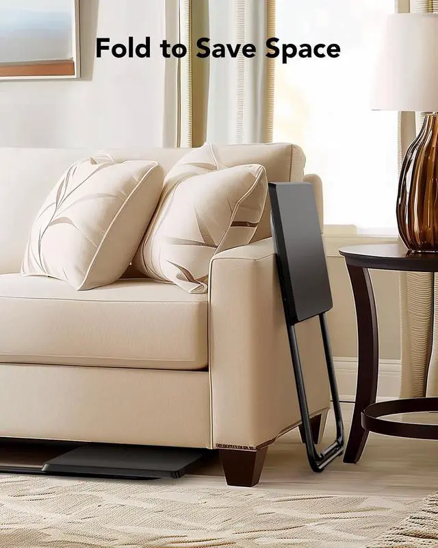 Alt view image 5 of 7 - Folding TV Tray Table -Stable Tray Table with No Assembly Required, TV Dinner Tray for Eating, Foldable Snack Tables for Bed & Sofa (Black)