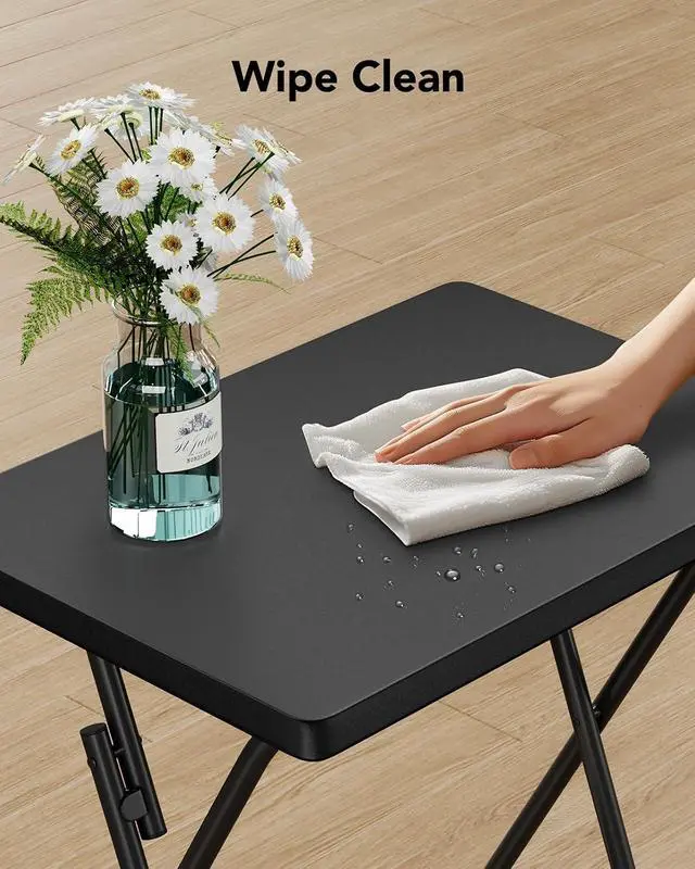 Alt view image 7 of 7 - Folding TV Tray Table -Stable Tray Table with No Assembly Required, TV Dinner Tray for Eating, Foldable Snack Tables for Bed & Sofa (Black)