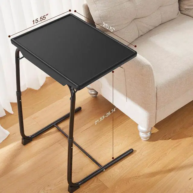 Alt view image 3 of 7 - Adjustable TV Tray Set of 2 - TV Dinner Tray on Bed & Sofa, Comfortable TV Tray Table with 6 Height & 3 Tilt Angle Adjustments (2 Pack)