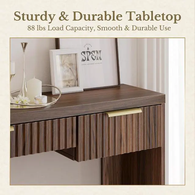 Alt view image 5 of 7 - Console Sofa Table3 Drawer Entryway Table with Open Storage Shelf, Narrow Long Behind Couch Sofa Table for Living RoomBlack Walnut