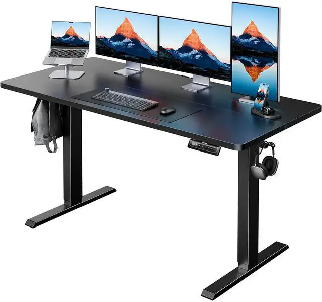 Main image of Electric Standing Desk,53" x 28" Height Adjustable Desk, 4 Memory Height Settings, Sit to Stand Up Desk for Home Office, with Headphone Hook, Cable Manager, Black
