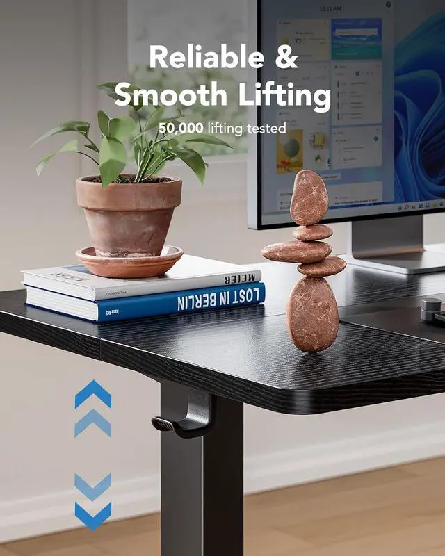 Alt view image 5 of 5 - Electric Standing Desk,53" x 28" Height Adjustable Desk, 4 Memory Height Settings, Sit to Stand Up Desk for Home Office, with Headphone Hook, Cable Manager, Black