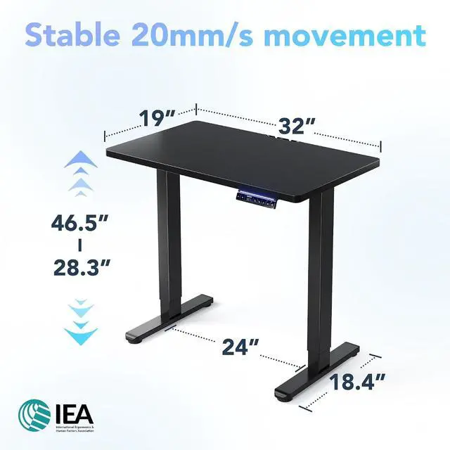 Alt view image 2 of 7 - One-Piece AI-Powered Electric Standing Desk, Smart APP, Work with Alexa & Google, Adjustable Height, 3 Memory Settings, Sedentary Reminder, Ergonomic Sit-Stand Desk, 32-inch, Black
