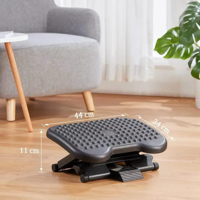 Alt view image 6 of 7 - Adjustable Desk Footrest, Foot Rest for Under Desk at Work with Massage, Adjustable Foot Stool with 3 Height Position & 30 Degree Tilt Angle Adjustment for Home, Office