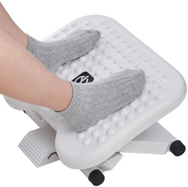 Main image of Adjustable Desk Footrest, Foot Rest for Under Desk at Work with Massage, Adjustable Foot Stool with 3 Height Position & 30 Degree Tilt Angle Adjustment for Home, Office, White