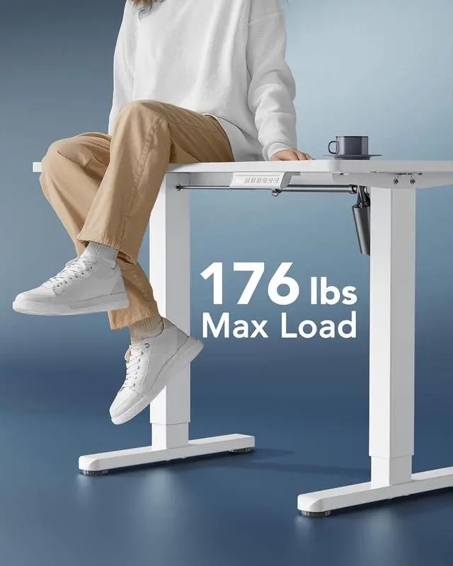 Alt view image 4 of 7 - Electric Small Standing Desk, Whole Piece Desktop, Adjustable Height Computer Desk, 4 Height Memory Settings, Sit Stand Up Desk for Home Office, 35" x 20", White