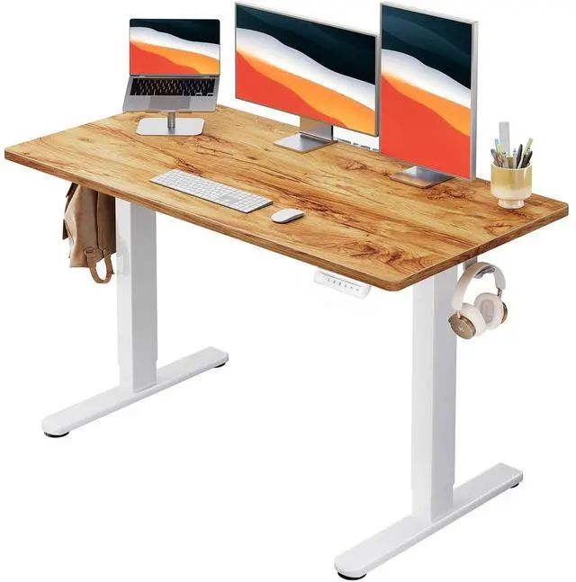 Main image of Electric Standing Desk, Whole Piece Desktop, Adjustable Height Computer Desk, 4 Height Memory Settings, Sit Stand Up Desk for Home Office, 48" x 24", Light Vintage