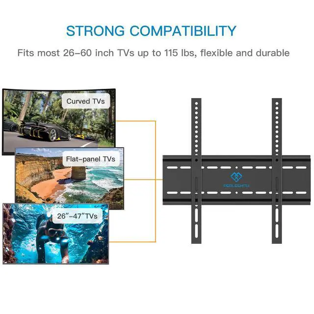 Alt view image 6 of 7 - UL Listed TV Wall Mount for 26-60 inch TVs up to 77lbs VESA 400x400mm PSMFK12, Fixed TV Wall Mount for Most 26-60 inch TVs up to 115lb VESA 400x400mm PSML1