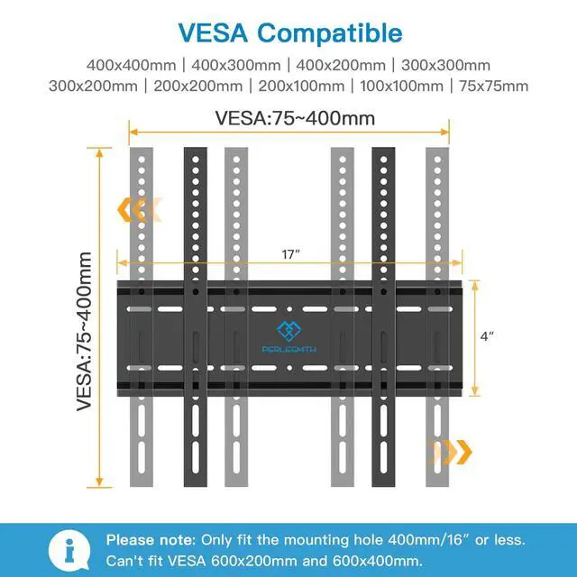 Alt view image 7 of 7 - UL Listed TV Wall Mount for 26-60 inch TVs up to 77lbs VESA 400x400mm PSMFK12, Fixed TV Wall Mount for Most 26-60 inch TVs up to 115lb VESA 400x400mm PSML1
