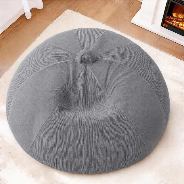 Alt view image 3 of 7 - 5FT Bean Bag Chair Teardrop Bean Bag Chairs for Adults beanbag with Memory Foam Filled with Dual-Tone Unique Combination Corduroy & Luxury Distressed Velvet Washable Cover,Velvet Dark Grey