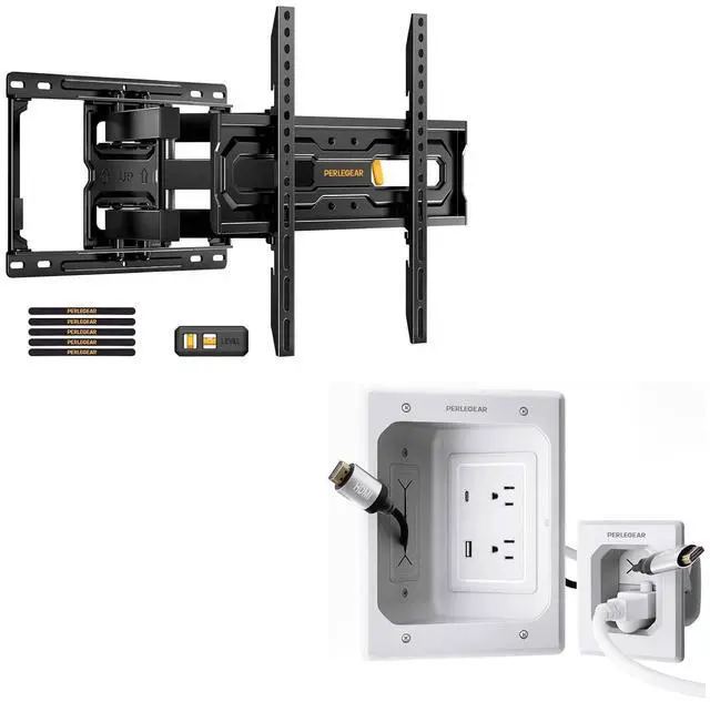 Main image of Full Motion TV Mount for 32-65 Inch TVs with Cord Hider for Wall Mount TV with AC Outlets