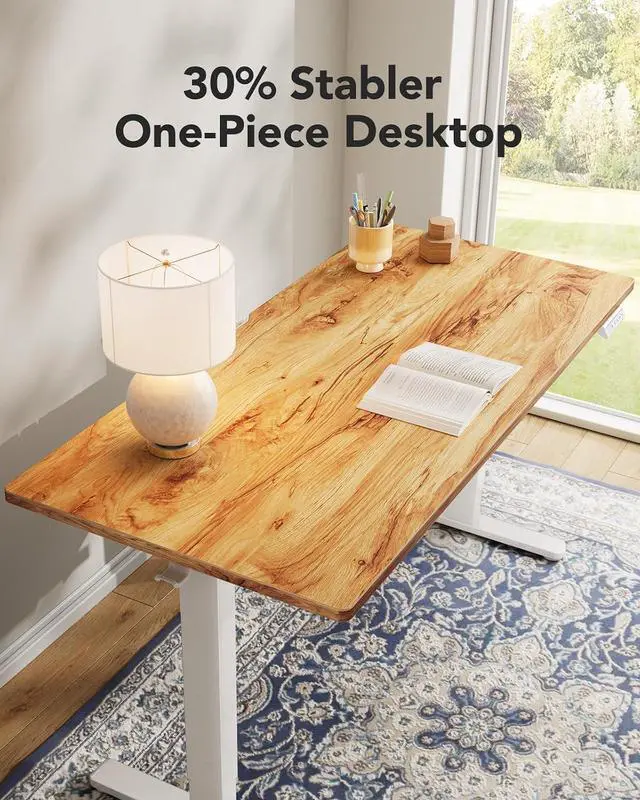 Alt view image 4 of 7 - Electric Standing Desk, Whole Piece Desktop, Adjustable Height Computer Desk, 4 Height Memory Settings, Sit Stand Up Desk for Home Office, 48" x 30", Light Vintage