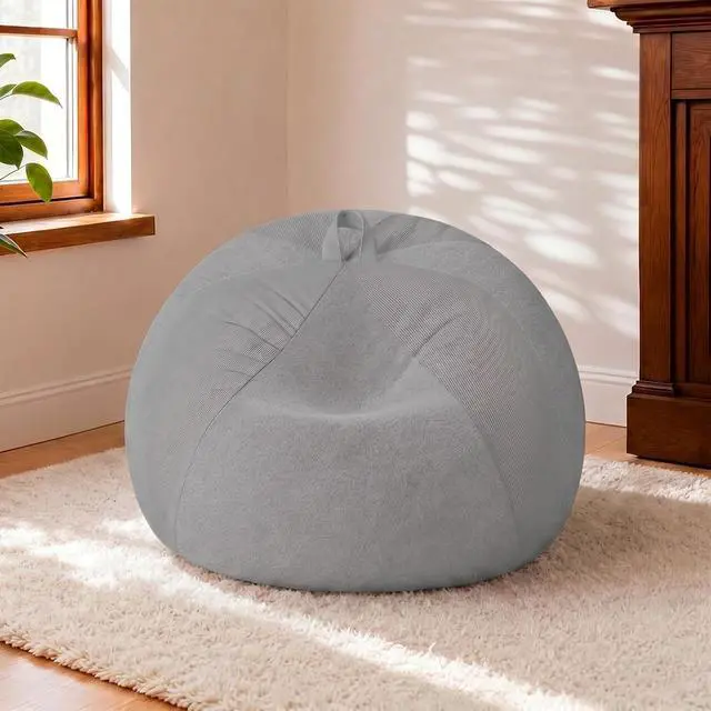 Alt view image 3 of 7 - 2FT Bean Bag Chair Teardrop Bean Bag Chairs for Adults beanbag with Memory Foam Filled with Dual-Tone Unique Combination Corduroy & Luxury Distressed Velvet Washable Cover,Corduroy Dark Grey
