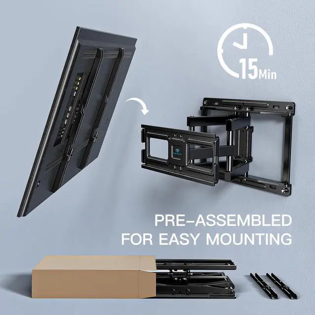 Alt view image 5 of 7 - Full Motion TV Wall Mount for 26-60 Inch TVs & TV Wall Mount Full Motion for 32-65 Inch Flat Curved Screen TVs