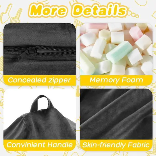 Alt view image 4 of 7 - 2FT Bean Bag Chair, 2' Beanbags Small Bean Bag Chairs with Filling, Teardrop Bean Bag Chair Luxurious Velvet Ultra Soft Fur with Removable Cover (Grey)