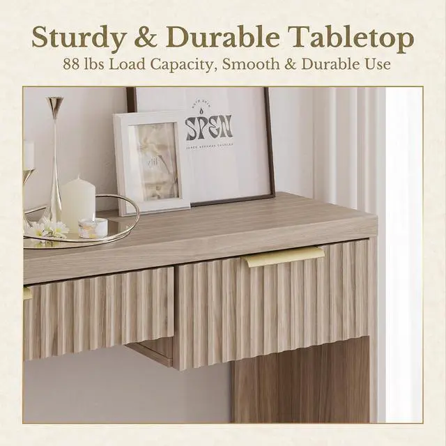 Alt view image 5 of 7 - Console Sofa Table3 Drawer Entryway Table with Open Storage Shelf, Narrow Long Behind Couch Sofa Table for Living RoomLight Walnut