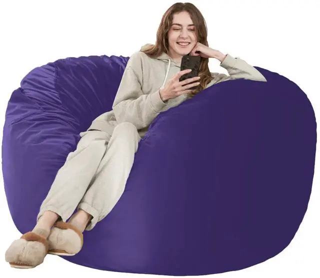 Main image of Bean Bag Chair: Giant 6' Memory Foam Furniture Bean Bag Chair with Microfiber Cover - 6Ft,Purple