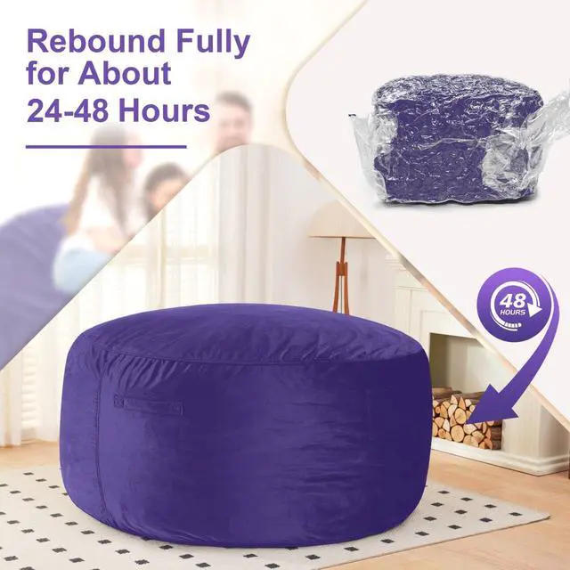Alt view image 7 of 7 - Bean Bag Chair: Giant 6' Memory Foam Furniture Bean Bag Chair with Microfiber Cover - 6Ft,Purple
