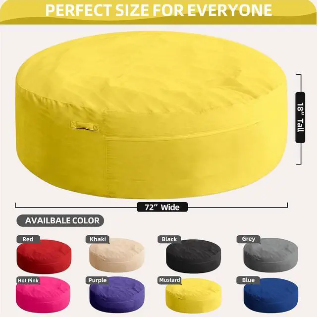 Alt view image 3 of 7 - XX-Large Bean Bag Chair: Giant 7' Memory Foam Furniture Bean Bag Chairs for Adults with Microfiber Cover 7Ft (Mustard)