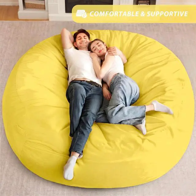 Alt view image 7 of 7 - XX-Large Bean Bag Chair: Giant 7' Memory Foam Furniture Bean Bag Chairs for Adults with Microfiber Cover 7Ft (Mustard)