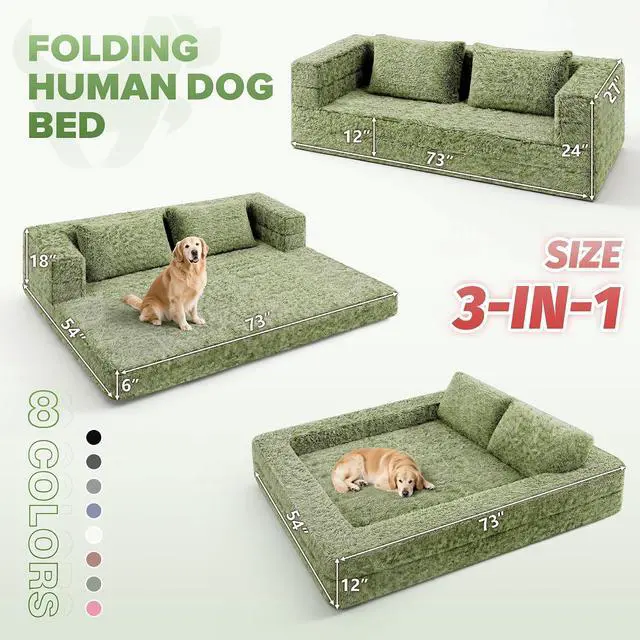Alt view image 2 of 7 - Convertible Sofa Bed, 3-in-1 Futon Sofa Bed with Pillow, Foldable Pull Out Floor Sofa Bed with Removable Cover, Plush Boneless Couch for Living Room/Bedroom/Dorm