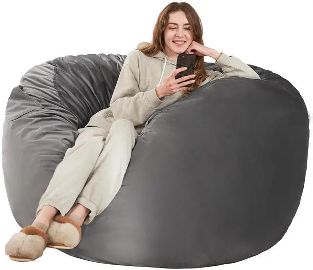 Main image of Bean Bag Chair: Giant 5' Memory Foam Furniture Bean Bag Chair with Microfiber Cover - 5Ft,Silver Grey