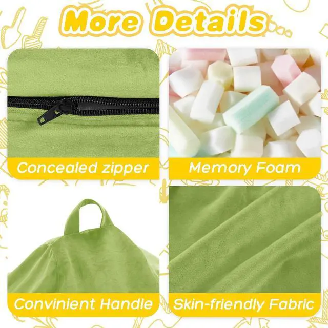 Alt view image 4 of 7 - 2FT Bean Bag Chair, 2' Beanbags Small Bean Bag Chairs with Filling, Teardrop Bean Bag Chair Luxurious Velvet Ultra Soft Fur with Removable Cover (Lime)