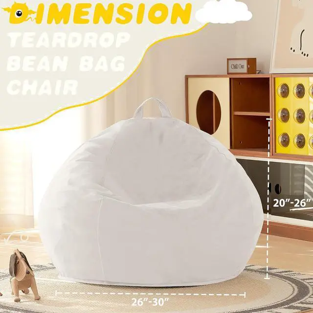 Alt view image 3 of 7 - 2FT Bean Bag Chair, 2' Beanbags Small Bean Bag Chairs with Filling, Teardrop Bean Bag Chair Luxurious Velvet Ultra Soft Fur with Removable Cover (Beige)